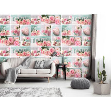Een fotobehang met roze rozen en een liefdevolle sfeer, ideaal voor een kinderkamer.