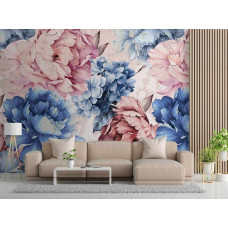 Fotobehang pioenroos bloemen in pastelkleuren.