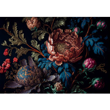 Pioenrozen in bloei, sfeervol vastgelegd op een schilderachtig fotobehang van bloemen.