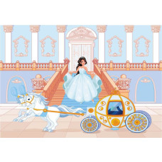 Fotobehang van een prinses met een koets op een bal, romantisch en betoverend.