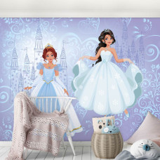 Een fotobehang met een prinsessenbal kasteel voor de kinderkamer en meisjeskamer.