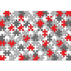 Kleurrijke puzzel stukken in een fotobehang, perfect voor kinderkamers en creatieve ruimtes.