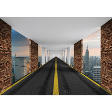 New York 3D-straat fotobehang, met een indrukwekkende weergave van een levendige stadsstraat.