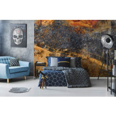 Een fotobehang van een roestige betonnen muur voor een industriėle sfeer in de slaapkamer.