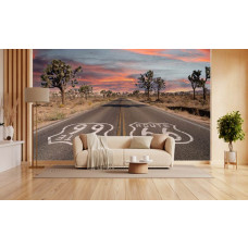 Fotobehang met Amerikaanse route 66 door de woestijn in de woonkamer.