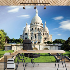 Een fotobehang van de Sacré-Coeur op de Montmartre in Parijs voor het kantoor.