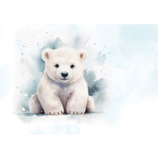 Fotobehang van een schattige ijsbeer, perfect voor een kinderkamer met dierenthema.