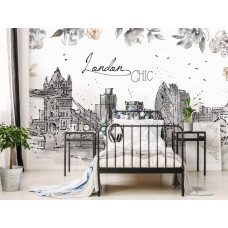 Fotobehang met de Tower Bridge en een schilderachtige skyline van Londen. Een avontuurlijke keuze voor een kinderkamer.