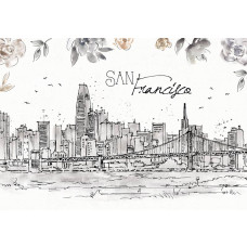 Fotobehang met een schilderachtige weergave van San Francisco met de iconische Golden Gate Bridge en de stad op de achtergrond. Een stijlvol ontwerp.