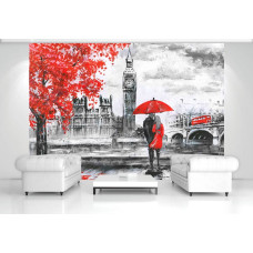 Een fotobehang van de Big Ben als kunstwerk, perfect voor een slaapkamer.