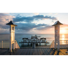Sellin Pier Rugen Oostzee fotobehang, met een iconisch pieruitzicht.