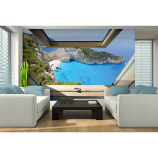 Een fotobehang van Shipwreck Beach met 3D-effect.