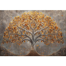 Fotobehang van een sierlijke boom in abstract design, met een kunstzinnige weergave van natuur.