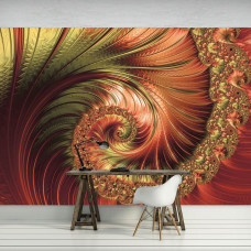 Een fotobehang van sierlijke rode verenpracht met abstract kunst voor in het kantoor.