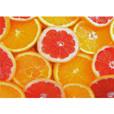 Een fotobehang van sinaasappels schijven fruit.