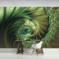 Een fotobehang van smaragd verenpracht met abstract kunst voor in het kantoor.