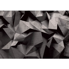 Abstract geometrisch fotobehang met zwart-grijze stenen, ideaal voor een moderne ruimte.
