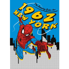 Spiderman fotobehang uit 1962, New York setting in een retro Marvel stijl.