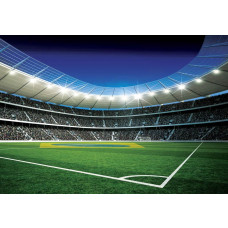 Fotobehang van een Braziliaans voetbalstadion met de Braziliaanse vlag.