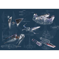 Star Wars blueprint fotobehang, met de duistere plannen van de Empire, ideaal voor sci-fi fans.