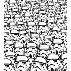 Fotobehang van een Stormtrooper zwerm uit Star Wars, met een dreigende opmars van witgepantserde troepen in formatie.