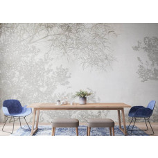 Inspirerend fotobehang van takken silhouetten in een kantoor, stimuleert focus en creativiteit met een minimalistische en kunstzinnige uitstraling.