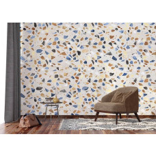 Fotobehang van terrazzo marmer natuursteen voor de vliesbehang woonkamer, met een eigentijdse uitstraling en verfijnde kleuren.