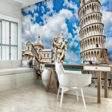 Een fotobehang van de Toren van Pisa voor het kantoor.