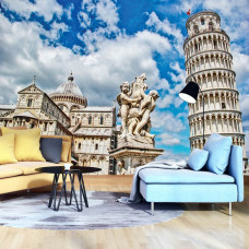 Een fotobehang van de Toren van Pisa voor de woonkamer.