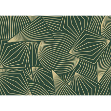 Een fotobehang met trendy grafische patronen, waarin strakke lijnen en geometrische vormen met gouden accenten zorgen voor een moderne en luxe uitstraling.