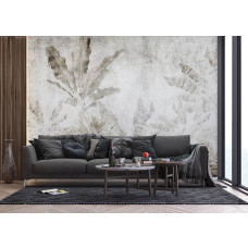 Fotobehang Tropische Bladeren in Beton
