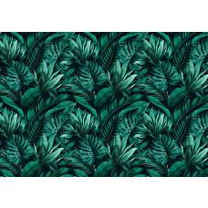 Tropische junglebladeren op een botanisch fotobehang, dat een frisse en weelderige sfeer brengt.