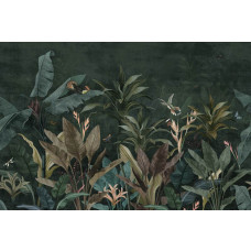 Botanische jungleplanten met een vintage twist, weergegeven op dit tropische fotobehang.