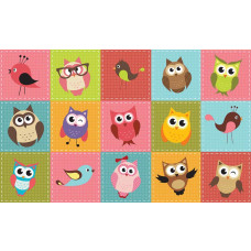 Uilen en vogeltjes, vrolijk fotobehang voor kinderkamers met een speelse weergave van dieren.