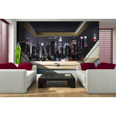 Een fotobehang van een stadszicht van New York in een moderne stijl voor de woonkamer.
