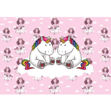 Fotobehang met unicorns in de wolken, speciaal voor meisjeskamers en peuterkamers.
