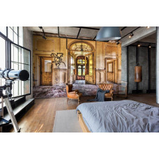Een fotobehang van een urban gebouw in industriėle stijl voor de woonkamer en slaapkamer.