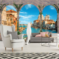 Een fotobehang van Venetiė en het beroemde Canal Grande, ideaal voor de woonkamer.
