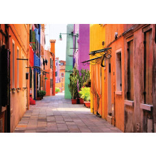 Fotobehang van de kleurrijke straten van Burano, Venetië, Italië met vissershuisjes.