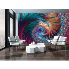 Een fotobehang met abstracte kunst van verenpracht voor in het kantoor.