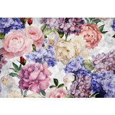 Vintage bloemen fotobehang, kunstzinnig schilderij met bloemmotieven.