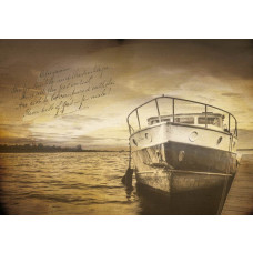 Vintage boot en meer, oud weergegeven op een fotobehang voor een kalme en tijdloze uitstraling.