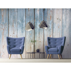 Fotobehang vintage houten planken en oude muur met vliesbehang in woonkamer.