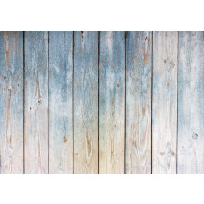 Vintage houten planken en een oude muur, weergegeven op een authentiek fotobehang.