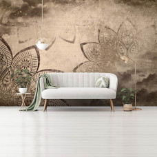 Een fotobehang met vintage mandala ontwerp voor de huiskamer.