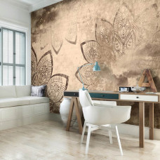 Een fotobehang met vintage mandala ontwerp voor het kantoor.