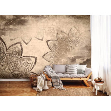 Een fotobehang met vintage mandala ontwerp op vliesbehang voor de woonkamer.
