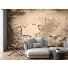 Een fotobehang met vintage mandala ontwerp voor in de woonkamer.