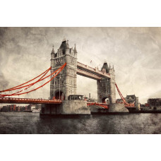 Vintage stijl fotobehang van de beroemde Tower Bridge in Londen, met een elegante uitstraling.