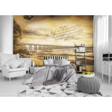 Een fotobehang van een pier en zee in een oude stijl.